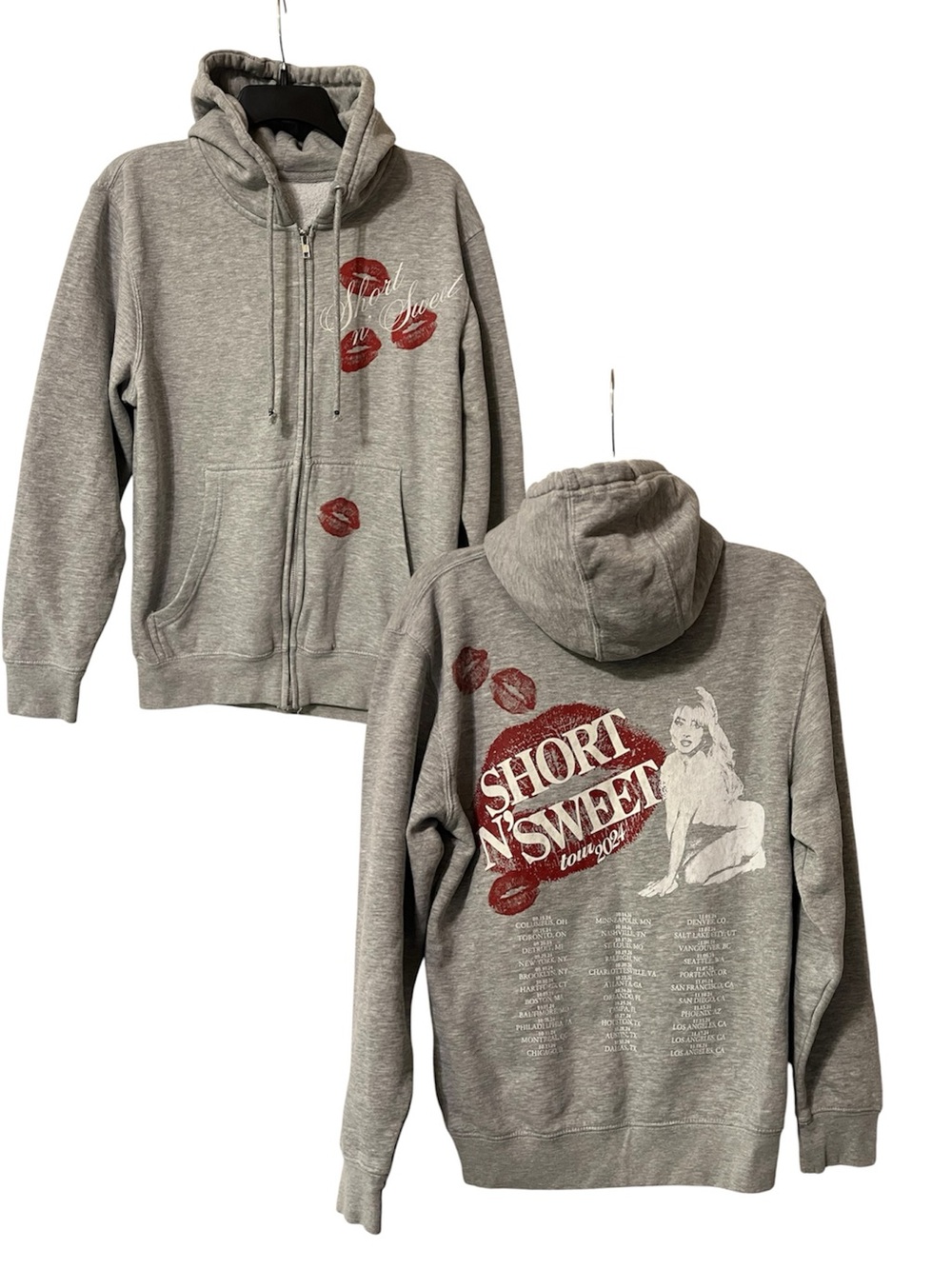 Sabrina Carpenter Short n Sweet Signature Kisses Zip Up Hoodie Size Small